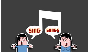 Logotipo de singsong.com, un chico y una chica cantando